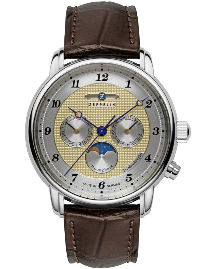 Zeppelin 8536-5 Mens Watch Friedrichshafen Moon Phase 40mm 5ATM