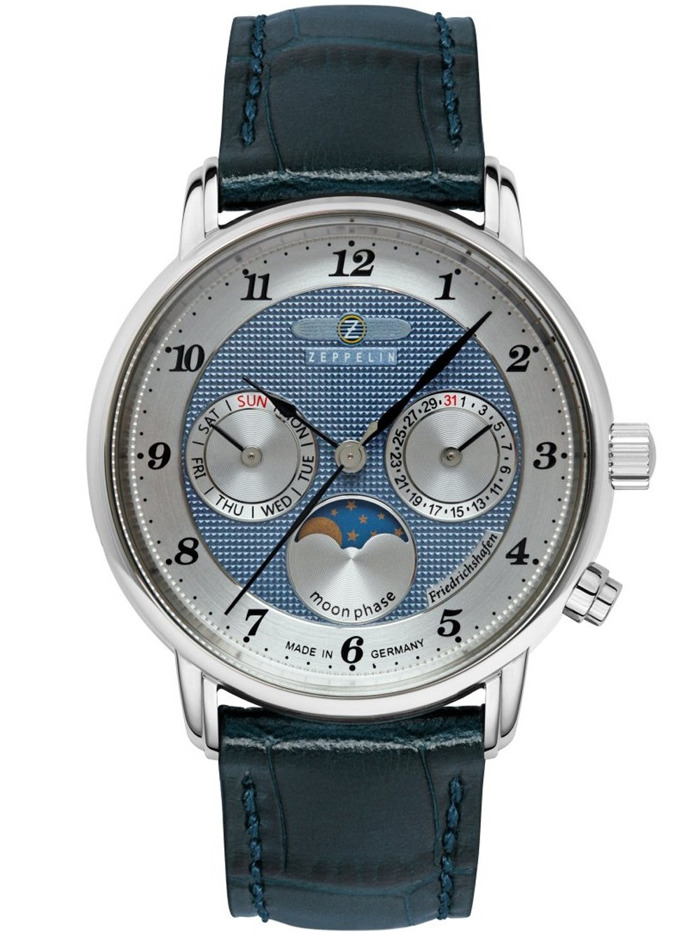 Zeppelin 8537-3 Mens Watch Friedrichshafen Moon Phase 35mm 5ATM
