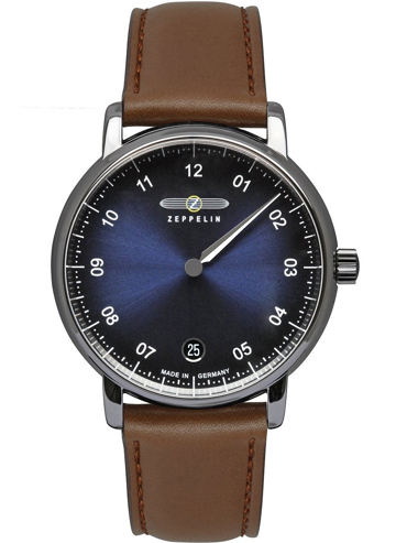 Zeppelin Monotimer Ρολόι Μπαταρίας με Καφέ Δερμάτινο Λουράκι 8643-3