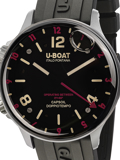 U-Boat Capsoil Doppiotempo SS GMT Roloi Batarias me Mavro Kaoutsouk Louraki 8839