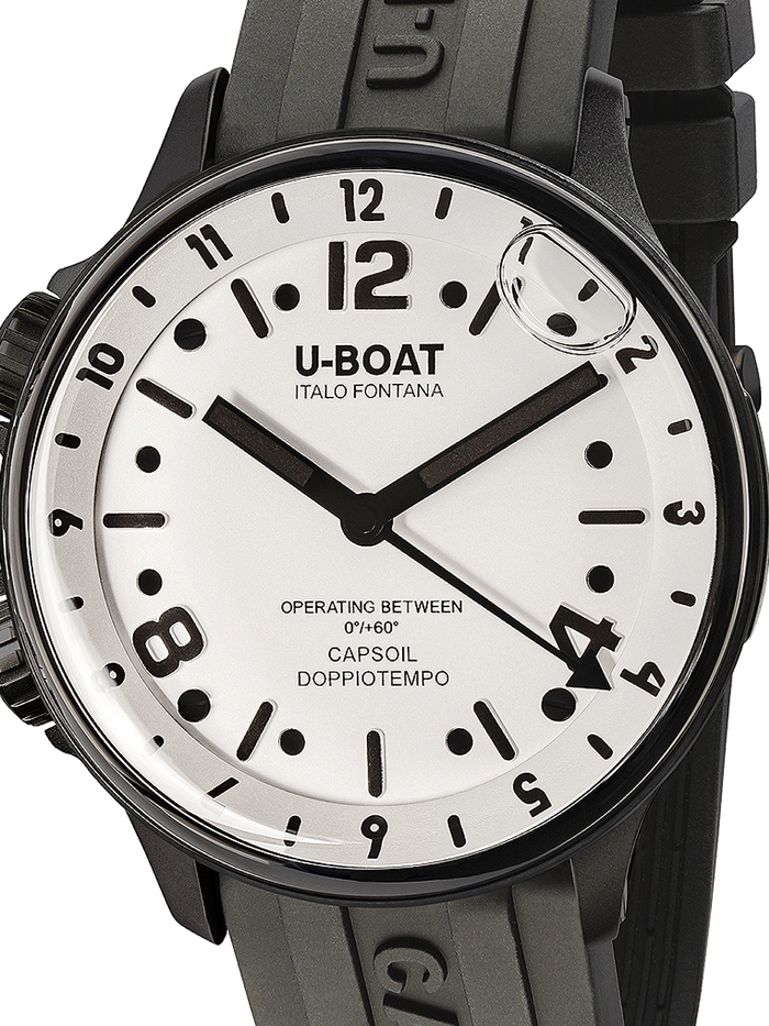 U-Boat Capsoil Doppiotempo DLC GMT Roloi Batarias me Mavro Kaoutsouk Louraki 8889