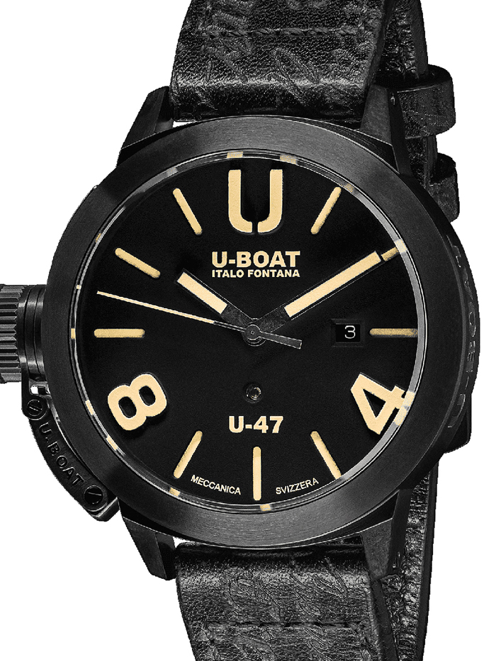 U-Boat Classico U-47 Roloi Aftomato me Mavro Dermatino Louraki 9160