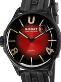 U-Boat Darkmoon Red PVD Soleil Roloi Batarias me Mavro Kaoutsouk Louraki 9501