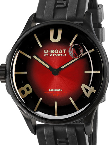 U-Boat Darkmoon Red PVD Soleil Ρολόι Μπαταρίας με Μαύρο Καουτσούκ Λουράκι 9501