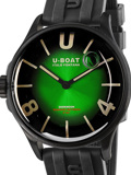 U-Boat Darkmoon Green PVD Soleil Roloi Batarias me Mavro Kaoutsouk Louraki 9503