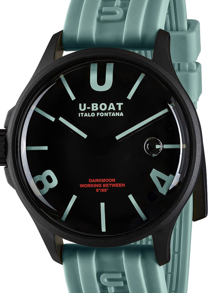 U-Boat Darkmoon Aqua IPB Roloi Batarias me Tirkouaz Kaoutsouk Louraki 9526