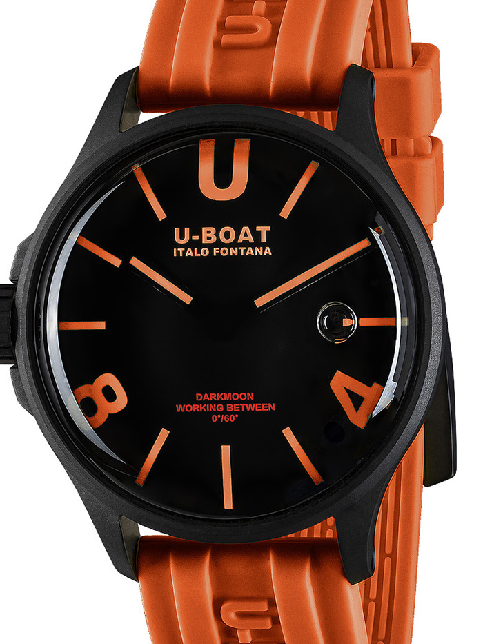 U-Boat Darkmoon Orange IPB Roloi Batarias me Portokali Kaoutsouk Louraki 9538