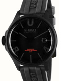 U-Boat Darkmoon Black PVD Roloi Batarias me Mavro Kaoutsouk Louraki 9544