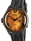 U-Boat Darkmoon Brown Vintage Roloi Batarias me Mavro Kaoutsouk Louraki 9547