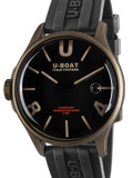 U-Boat Darkmoon Brown Vintage Roloi Batarias me Mavro Kaoutsouk Louraki 9548