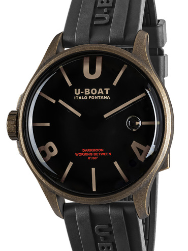 U-Boat Darkmoon Brown Vintage Ρολόι Μπαταρίας με Μαύρο Καουτσούκ Λουράκι 9549