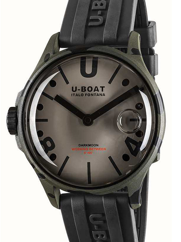 U-Boat Darkmoon Grey Camouflage Roloi Batarias me Mavro Kaoutsouk Louraki 9551