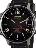 U-Boat Capsoil Doppiotempo SS GMT Roloi Batarias me Mavro Dermatino Louraki 9672