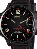 U-Boat Capsoil Doppiotempo DLC GMT Roloi Batarias me Mavro Dermatino Louraki 9673