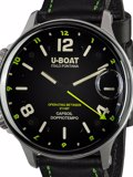U-Boat Capsoil Doppiotempo SS GMT Roloi Batarias me Mavro Dermatino Louraki 9676