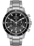 Bulova Marine Star Roloi Xronogafos Batarias me Asimi Metalliko Brasele 96B272