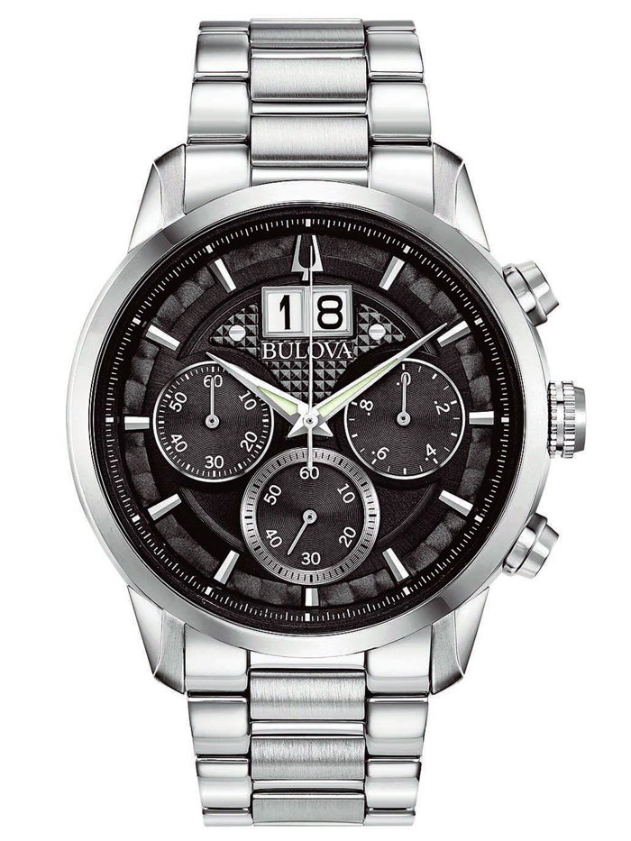 Bulova Sutton Classic Roloi Xronogafos Batarias me Asimi Metalliko Brasele 96B319