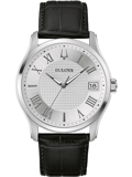 Bulova Wilton Roloi Batarias me Mavro Dermatino Louraki 96B388