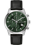 Bulova Sutton Roloi Xronogafos Batarias me Mavro Dermatino Louraki 96B413