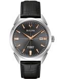 Bulova Sutton Roloi Aftomato me Mavro Dermatino Louraki 96B422