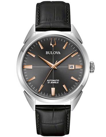 Bulova Sutton Ρολόι Αυτόματο με Μαύρο Δερμάτινο Λουράκι 96B422