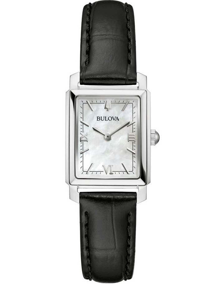 Bulova Sutton Roloi Batarias me Mavro Dermatino Louraki 96L330