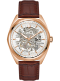Bulova Classic Roloi Aftomato me Kafe Dermatino Louraki 97A175
