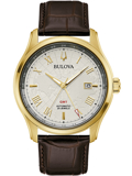 Bulova Wilton GMT Roloi Aftomato me Kafe Dermatino Louraki 97B210