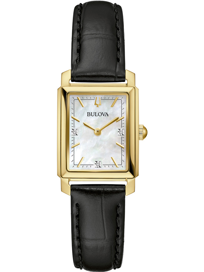 Bulova Sutton Roloi Batarias me Mavro Dermatino Louraki 97P166