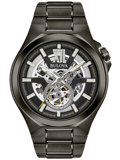 Bulova Classic Roloi Aftomato me Mavro Metalliko Brasele 98A179