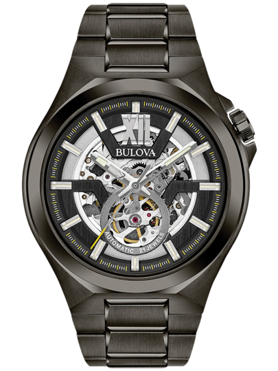 Bulova Classic Ρολόι Αυτόματο με Μαύρο Μεταλλικό Μπρασελέ 98A179
