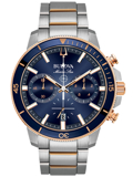 Bulova Marine Star Roloi Xronogafos Batarias me Roz Xruso / Asimi Metalliko Brasele 98B301