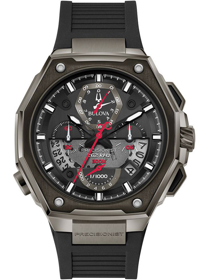 Bulova Precisionist Roloi Xronogafos Batarias me Mavro Kaoutsouk Louraki 98B358