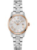 Bulova Surveyor Roloi Batarias me Roz Xruso / Asimi Metalliko Brasele 98M136