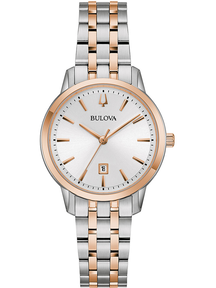 Bulova Classic Roloi Batarias me Roz Xruso / Asimi Metalliko Brasele 98M137