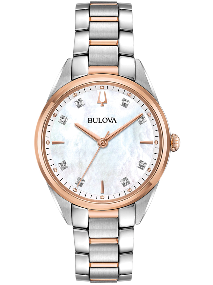 Bulova Classic Roloi Batarias me Roz Xruso / Asimi Metalliko Brasele 98P183