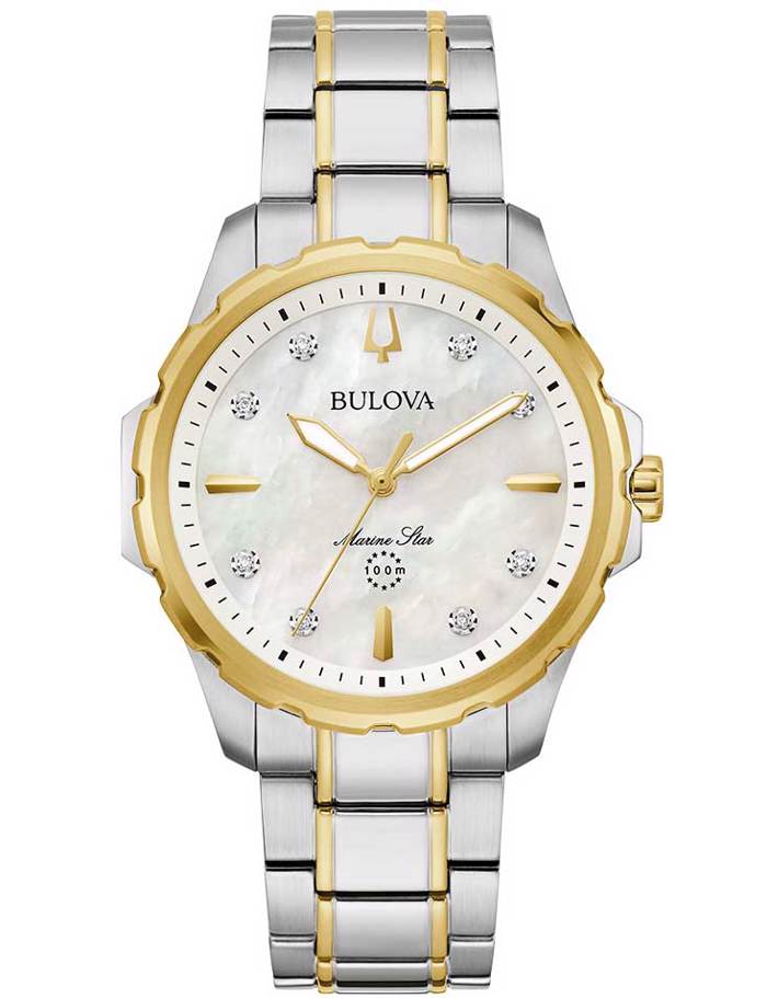 Bulova Marine Star Roloi Batarias me Asimi Metalliko Brasele 98P227