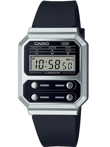 Casio Vintage Ρολόι Μπαταρίας με Μαύρο Καουτσούκ Λουράκι A100WEF-1AEF
