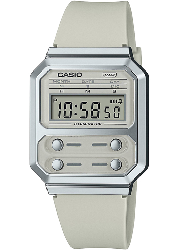 Casio Vintage Ρολόι Μπαταρίας με Μπεζ Καουτσούκ Λουράκι A100WEF-8AEF