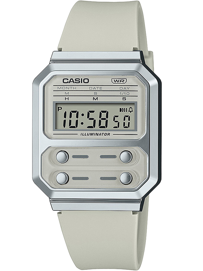 Casio Vintage Roloi Batarias me Bez Kaoutsouk Louraki A100WEF-8AEF