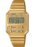 Casio Vintage Roloi Batarias me Xruso Metalliko Brasele A100WEG-9AEF