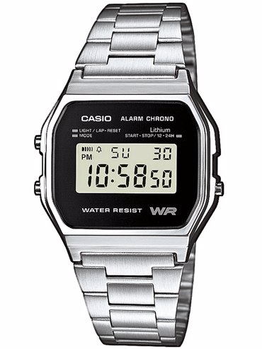 Casio Collection Ψηφιακό Ρολόι Χρονογράφος Μπαταρίας με Ασημί Μεταλλικό Μπρασελέ A158WEA-1EF