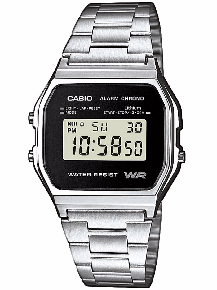 Casio Collection Psifiako Roloi Xronogafos Batarias me Asimi Metalliko Brasele A158WEA-1EF