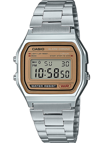 Casio Vintage Ρολόι Μπαταρίας με Ασημί Μεταλλικό Μπρασελέ A158WEA-9EF