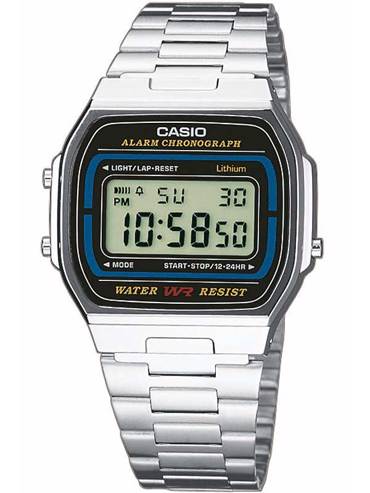 Casio Collection Ρολόι Μπαταρίας με Ασημί Μεταλλικό Μπρασελέ A164WA-1VES