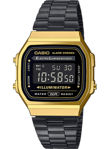 Casio Vintage Iconic Ψηφιακό Ρολόι Μπαταρίας με Μαύρο Μεταλλικό Μπρασελέ A168WEGB-1BEF
