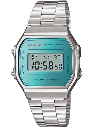 Casio Vintage Iconic Ρολόι Μπαταρίας με Ασημί Μεταλλικό Μπρασελέ A168WEM-2EF