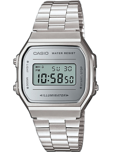 Casio Vintage Iconic Ρολόι Μπαταρίας με Ασημί Μεταλλικό Μπρασελέ A168WEM-7EF