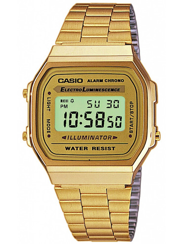 Casio Collection Ψηφιακό Ρολόι Χρονογράφος Μπαταρίας με Χρυσό Μεταλλικό Μπρασελέ A168WG-9EF