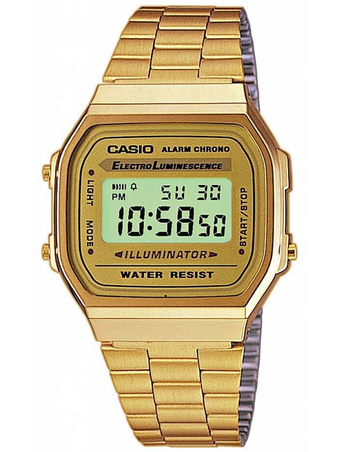 Casio Collection Psifiako Roloi Xronogafos Batarias me Xruso Metalliko Brasele A168WG-9EF